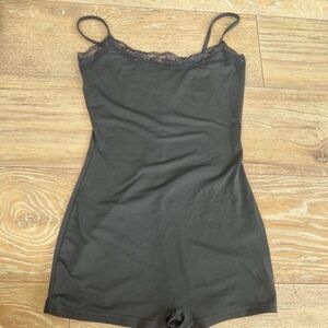 Black Lace Trim Women's Bodysuit